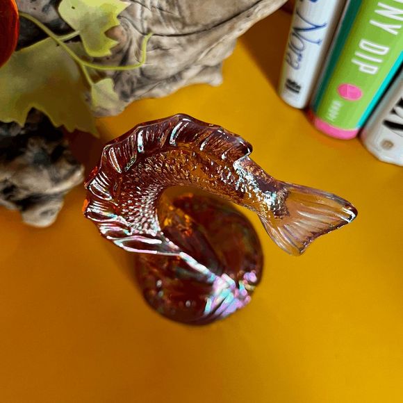 Fenton Carnival Glass Pink Iridescent Jumping Trout Fish 5193RE - Picture 5 of 5